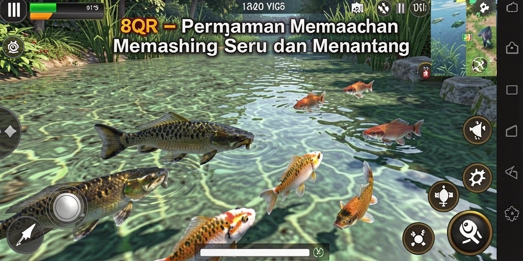 Gambar menampilkan pemain dalam aksi memancing yang mendebarkan di 8QR.