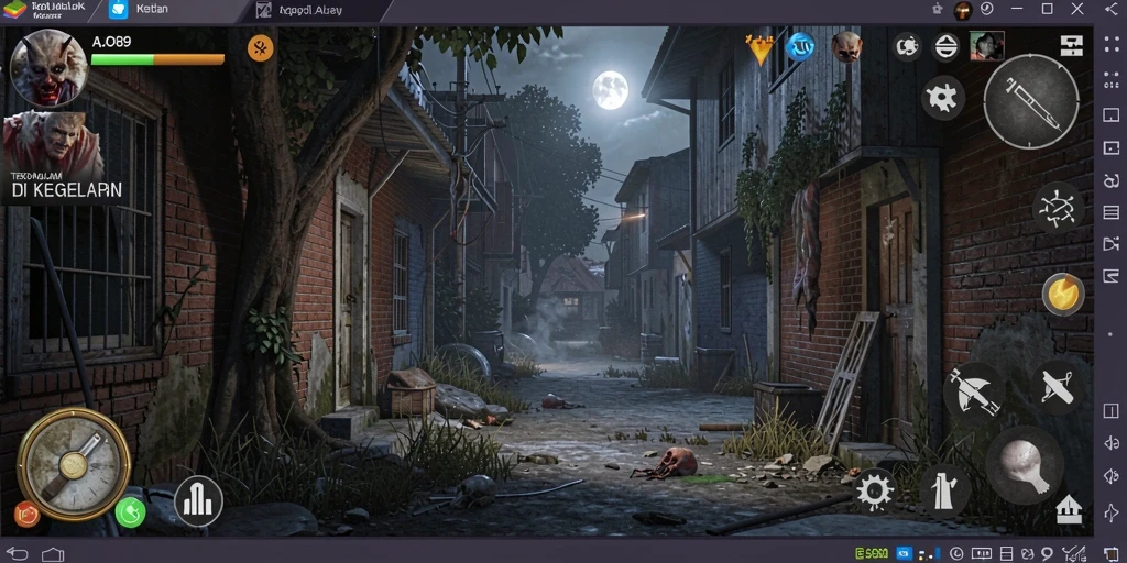 Tampilan gameplay mencekam di AJO89 yang menunjukkan suasana seram.