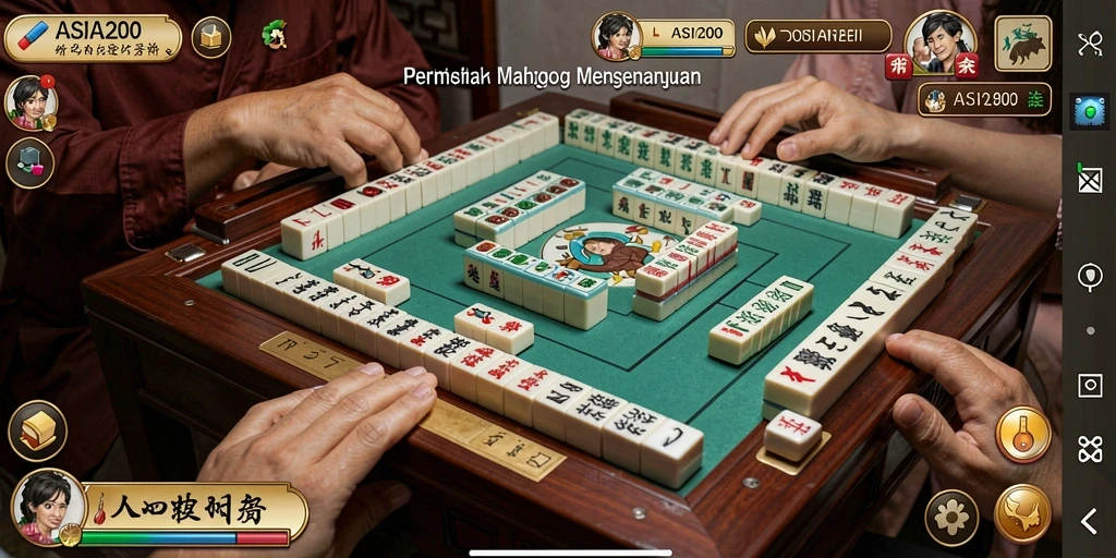 Screenshot ASIA200 menampilkan gameplay Mahjong yang menantang dan seru.