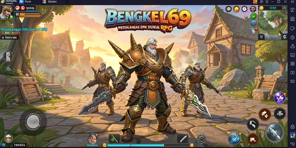 Tampilan screenshot utama BENGKEL69 yang memperlihatkan aksi RPG yang mendebarkan.