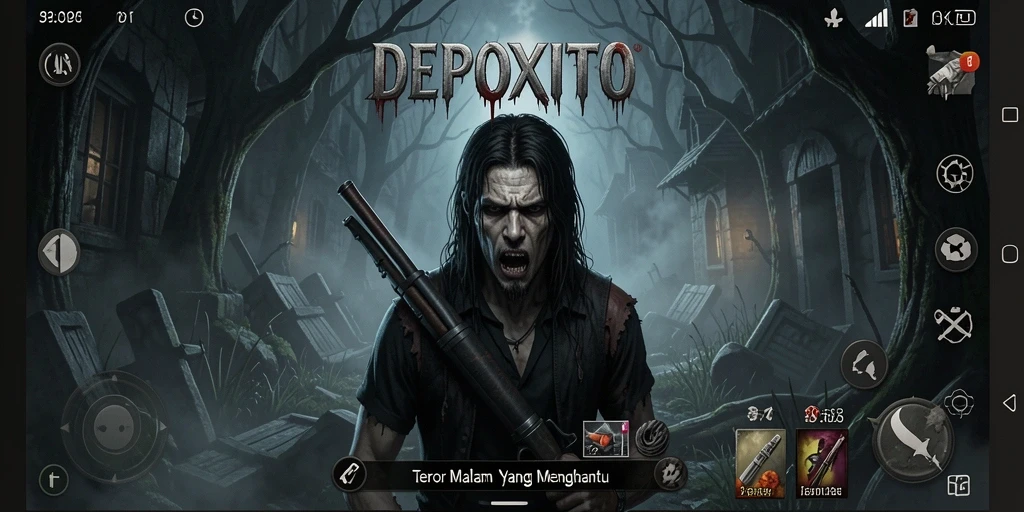 Tampilan gameplay DEPOXITO yang menegangkan dengan suasana horor.