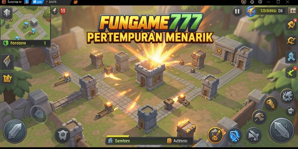 Screenshot menunjukkan aksi menara dalam Tower Defense yang seru.