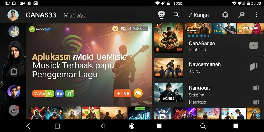 Screenshot gameplay GANAS33 menampilkan antarmuka menarik dengan lagu-lagu terbaru.