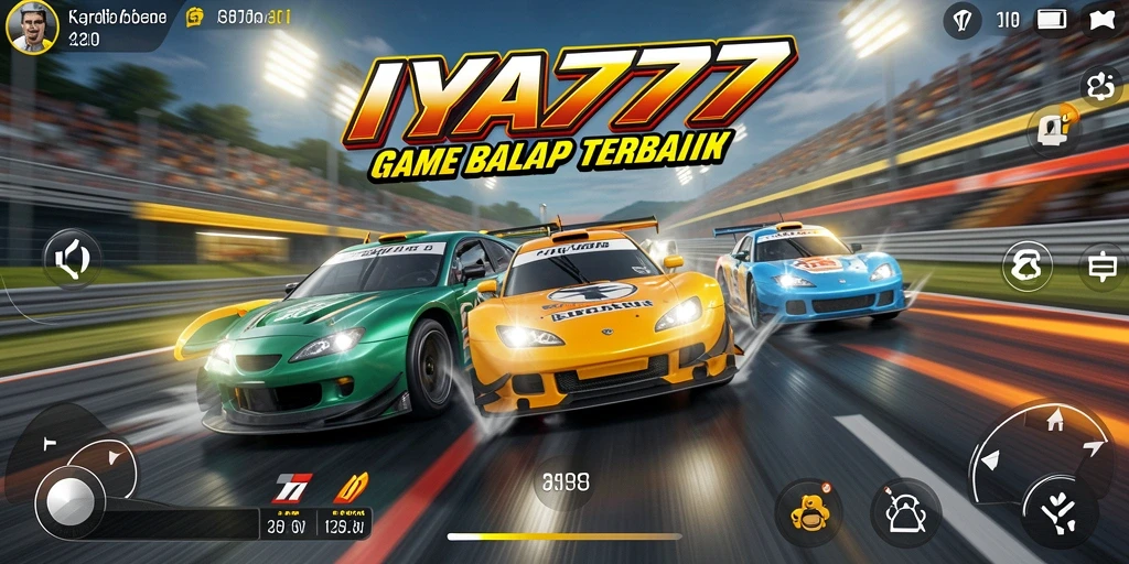 Screenshot gameplay IYA777 yang menegangkan saat balapan.