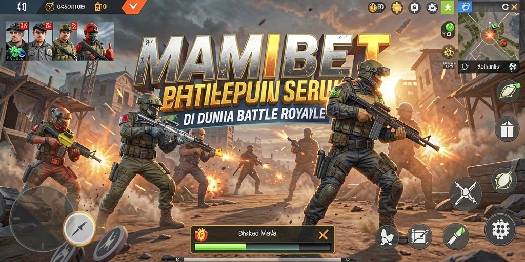 Screenshot gameplay MAMIBET menampilkan aksi pertempuran seru dalam arena Battle Royale.