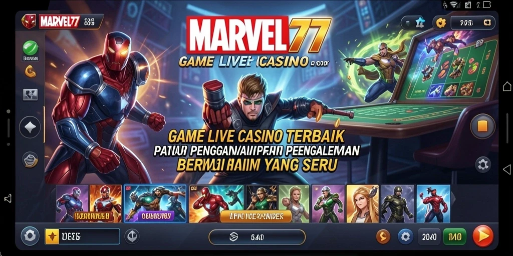 Tampilan gameplay Live Casino yang menarik dan interaktif di MARVEL77.
