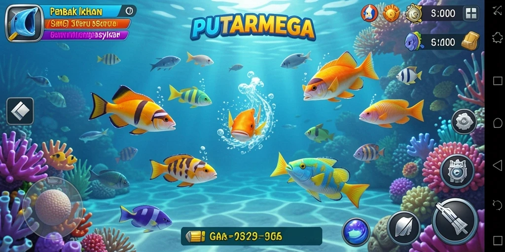 Tampilan gameplay seru dari PUTARMEGA dengan ikan beragam.